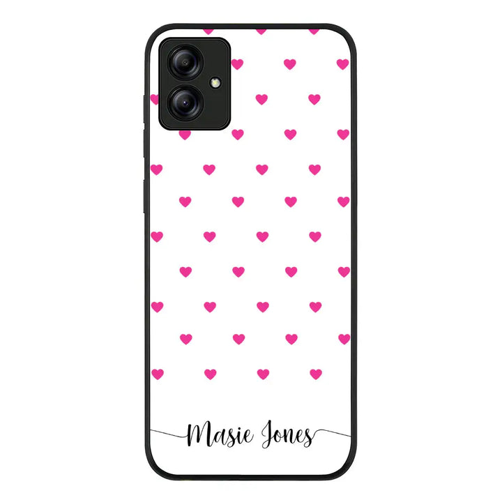 Samsung Galaxy A04 / Rugged Black Phone Case Heart Pattern Custom Text, My Name Phone Case - Samsung A Series - Stylizedd