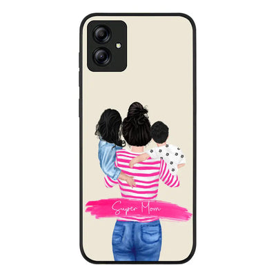 Samsung Galaxy A04 / Rugged Black Phone Case Custom Clipart Text Mother Son & Daughter Phone Case - Samsung A Series - Stylizedd
