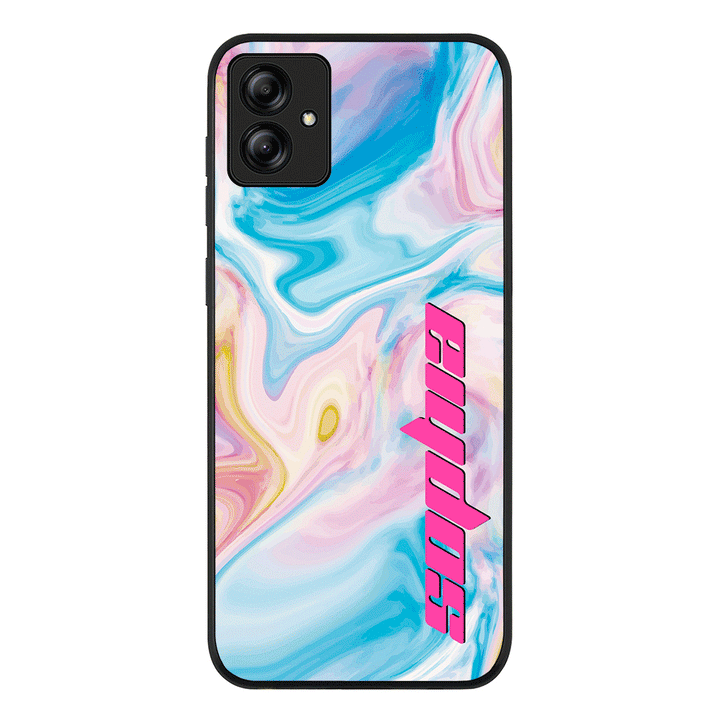 Samsung Galaxy A04 / Rugged Black Personalized Text Purple Teal Oceanic Marble Texture, Phone Case - Samsung A Series - Stylizedd.com