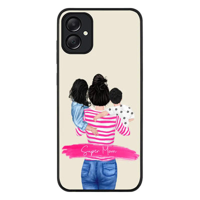 Samsung Galaxy A05 / Rugged Black Phone Case Custom Clipart Text Mother Son & Daughter Phone Case - Samsung A Series - Stylizedd