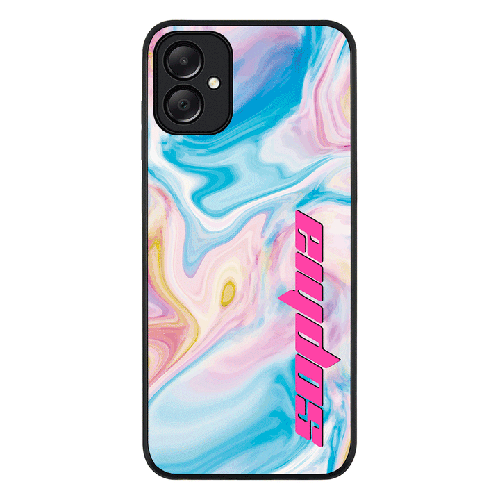 Samsung Galaxy A05 / Rugged Black Personalized Text Purple Teal Oceanic Marble Texture, Phone Case - Samsung A Series - Stylizedd.com