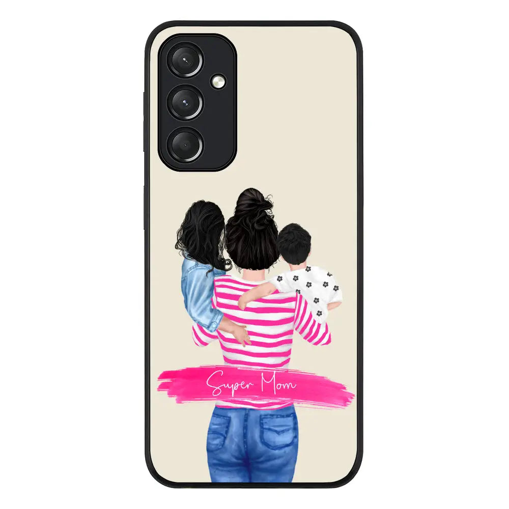 Samsung Galaxy A05s / Rugged Black Phone Case Custom Clipart Text Mother Son & Daughter Phone Case - Samsung A Series - Stylizedd