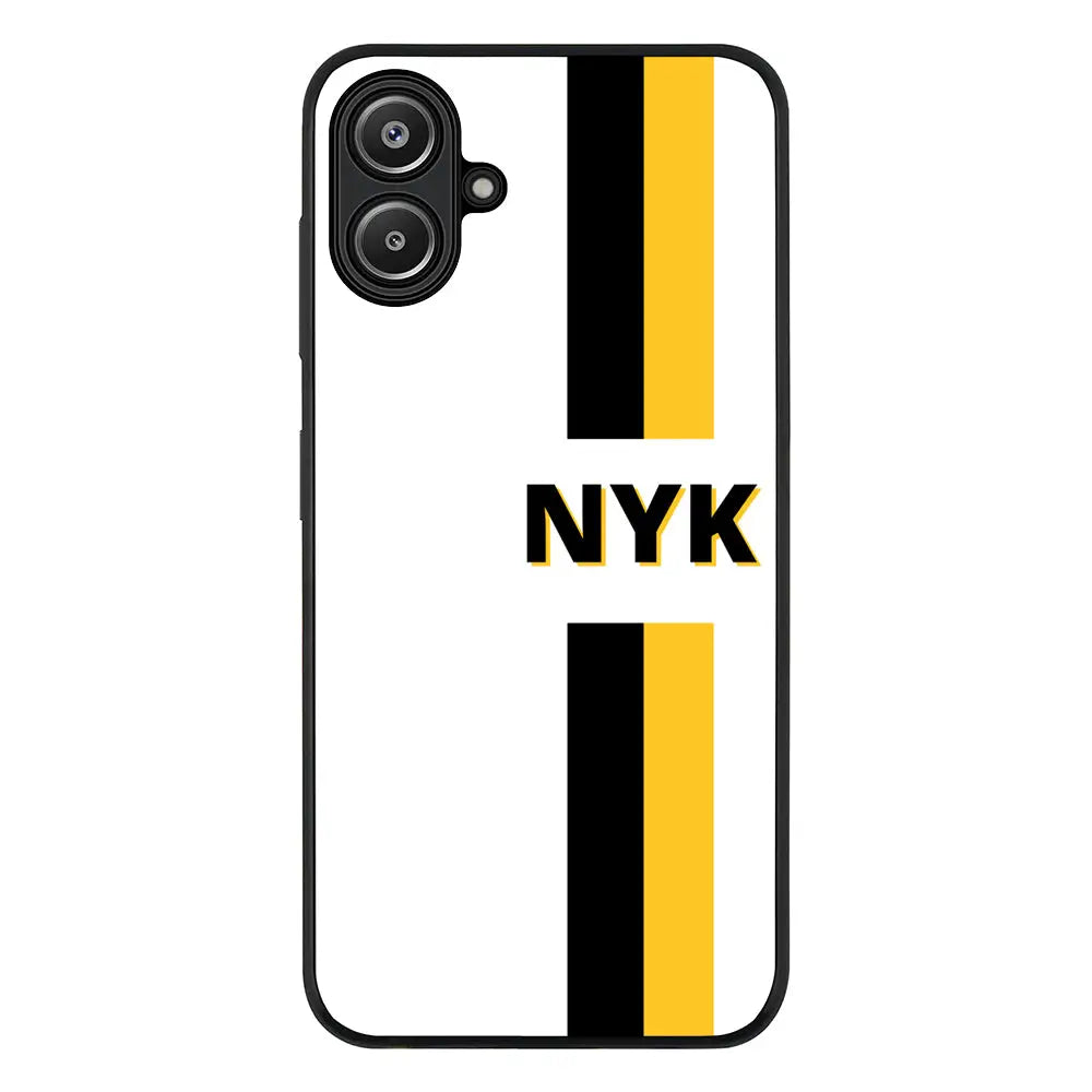 Custom Striped Monogram Phone Case - Samsung A Series - Galaxy A06 / Rugged Black - Stylizedd