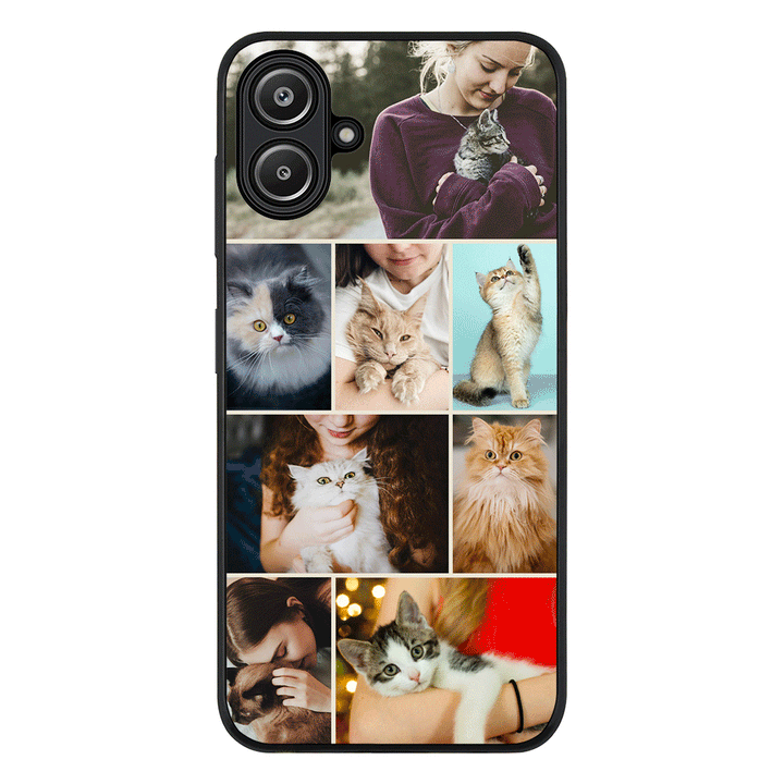 Personalised Photo Collage Grid Pet Cat Phone Case - Samsung A Series - Galaxy A06 / Rugged Black