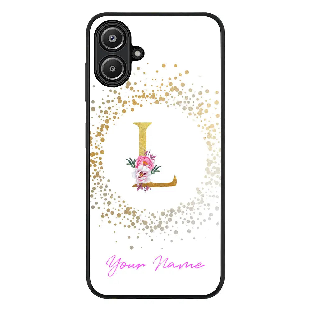 Floral Initial Phone Case - Samsung A Series - Galaxy A06 / Rugged Black - Stylizedd