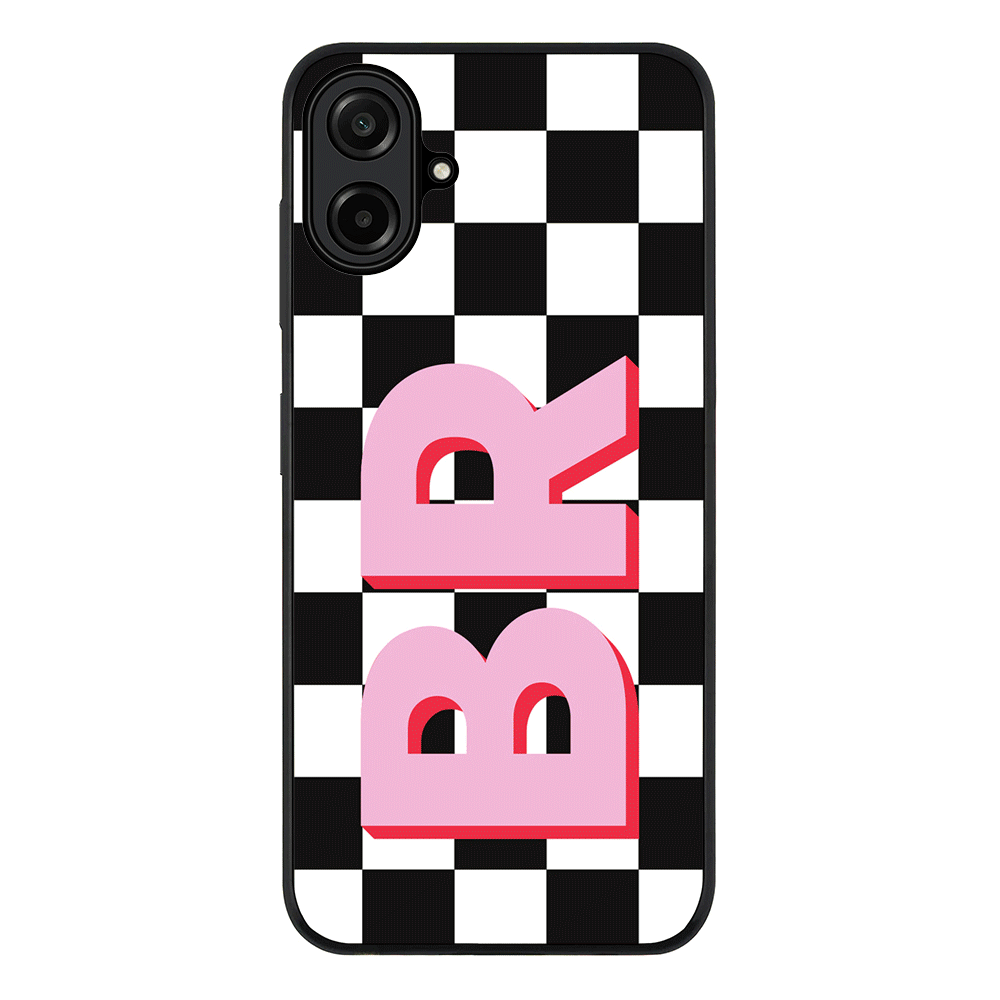 Custom Monogram Initial Checkerboard, Phone Case - Samsung A Series
