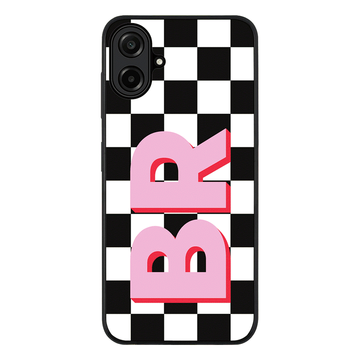 Custom Monogram Initial Checkerboard, Phone Case - Samsung A Series