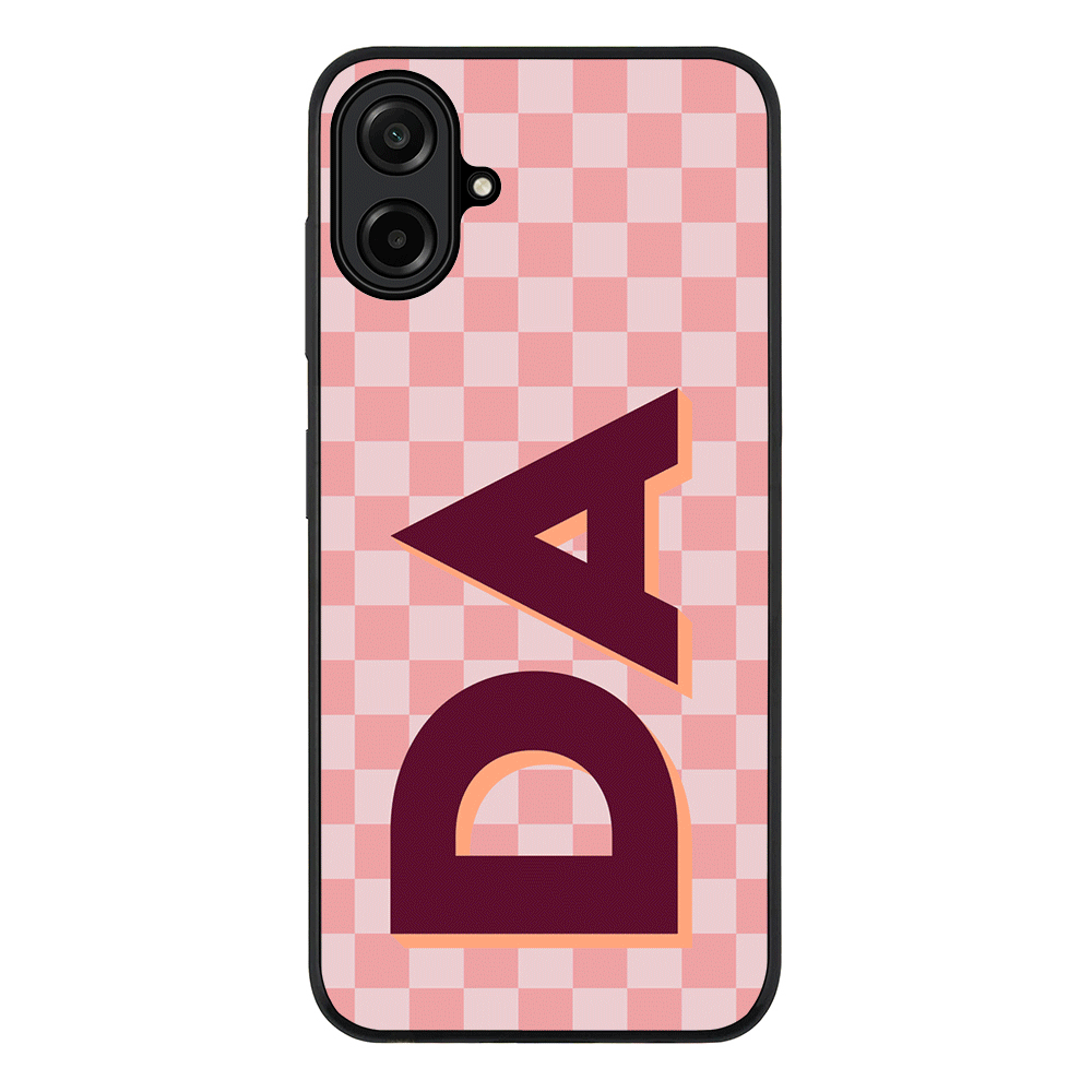 Custom Monogram Initial Small Checkerboard, Phone Case - Samsung A Series