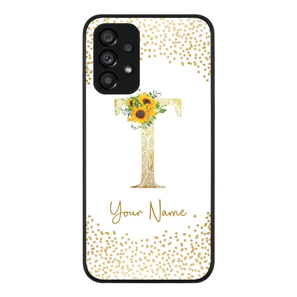 Samsung Galaxy A13 4G / Rugged Black Phone Case Floral Mandala Initial Phone Case - Samsung A Series - Stylizedd