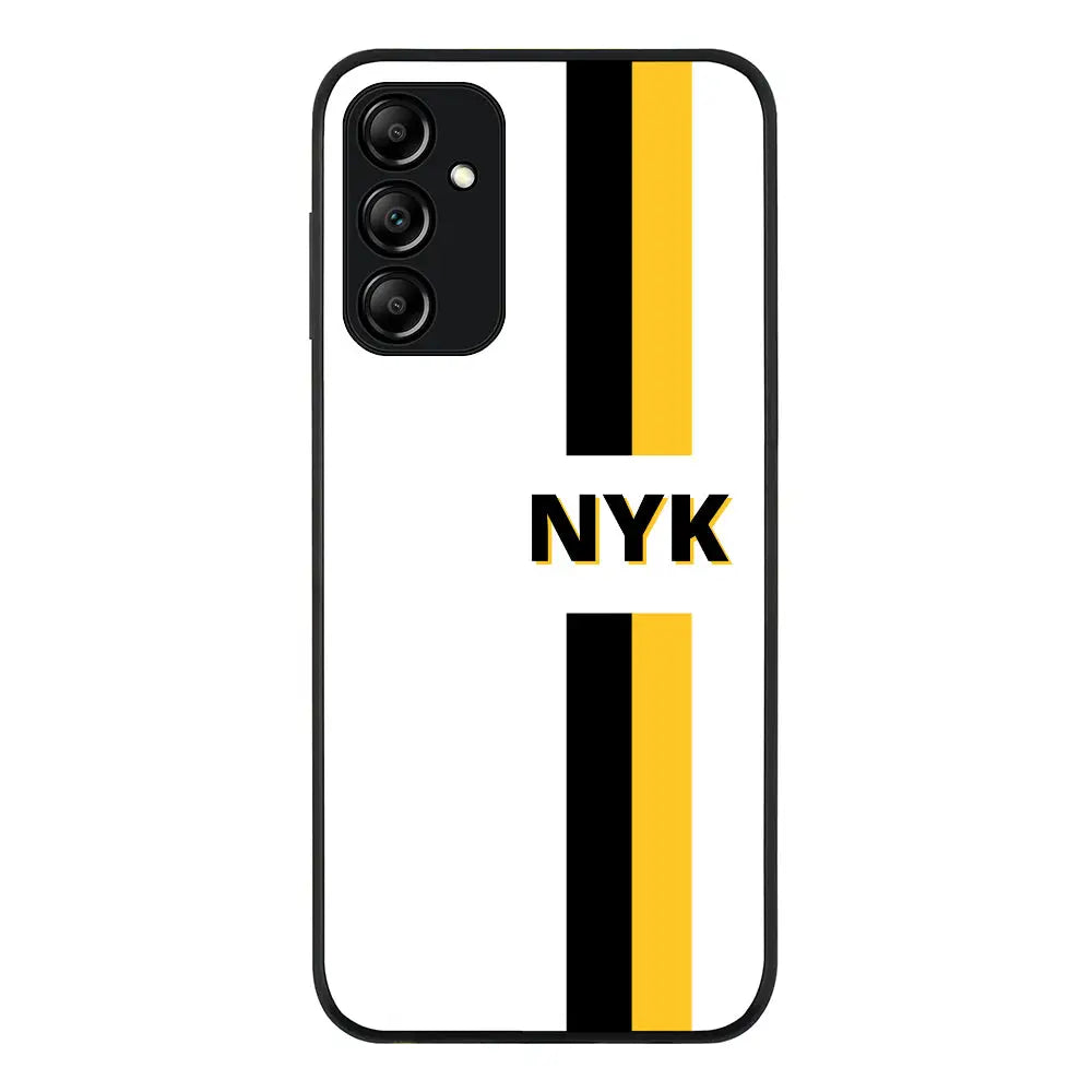 Samsung Galaxy A14 5G / Rugged Black Phone Case Custom Striped Monogram Phone Case - Samsung A Series - Stylizedd