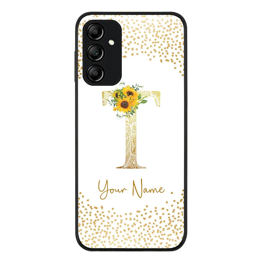 Samsung Galaxy A14 5G / Rugged Black Phone Case Floral Mandala Initial Phone Case - Samsung A Series - Stylizedd