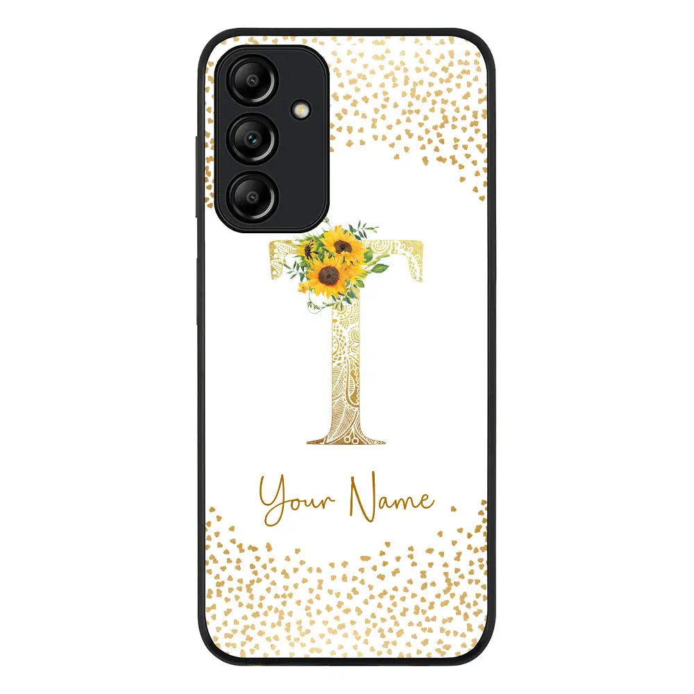 Samsung Galaxy A15 / A15 5G / Rugged Black Phone Case Floral Mandala Initial Phone Case - Samsung A Series - Stylizedd