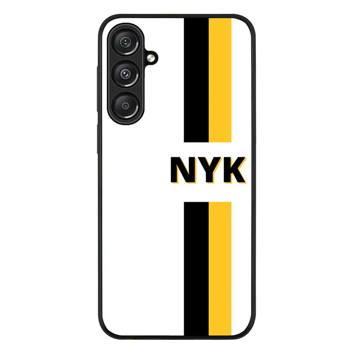 Custom Striped Monogram Phone Case - Samsung A Series - Galaxy A16 / 5G / Rugged Black - Stylizedd