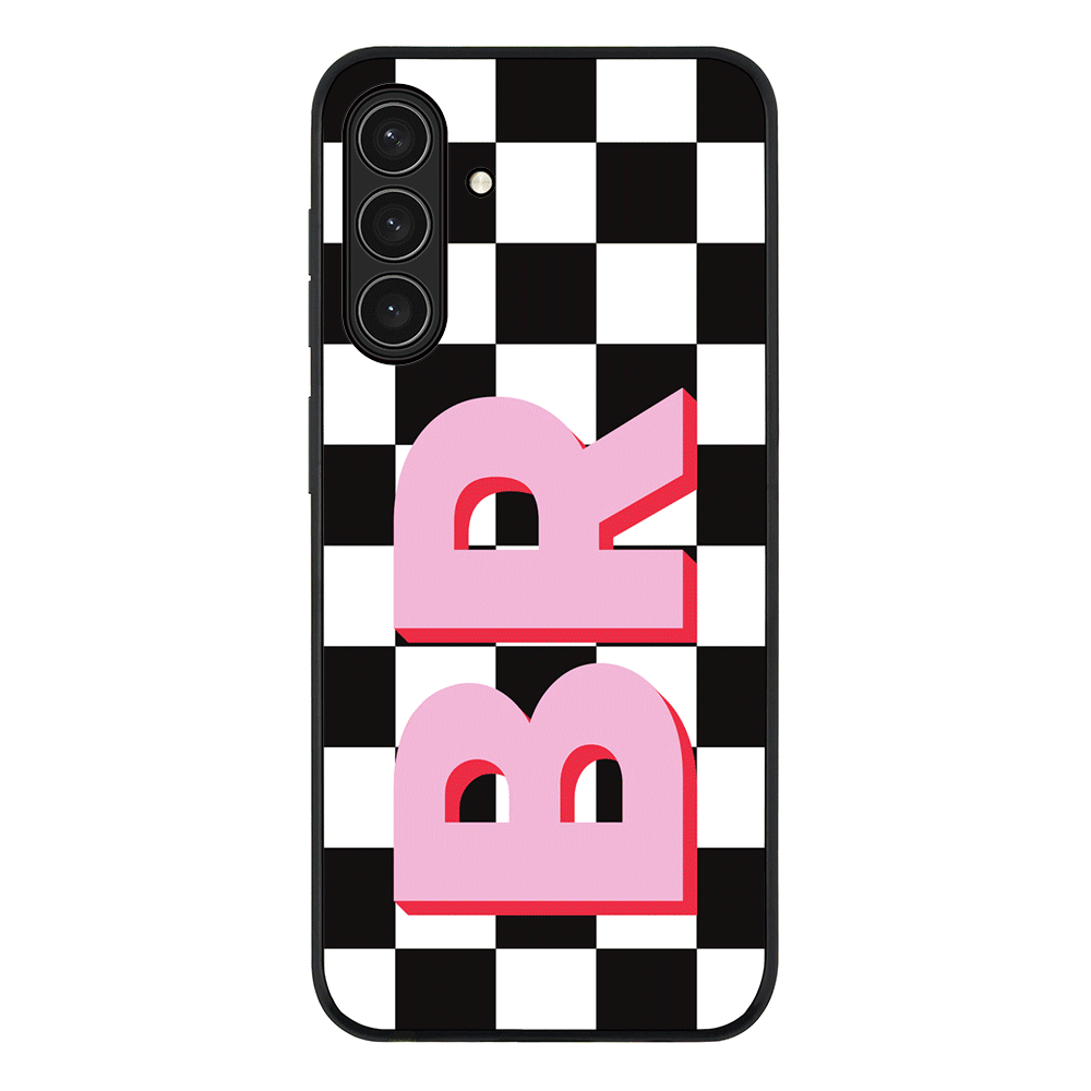 Custom Monogram Initial Checkerboard, Phone Case - Samsung A Series