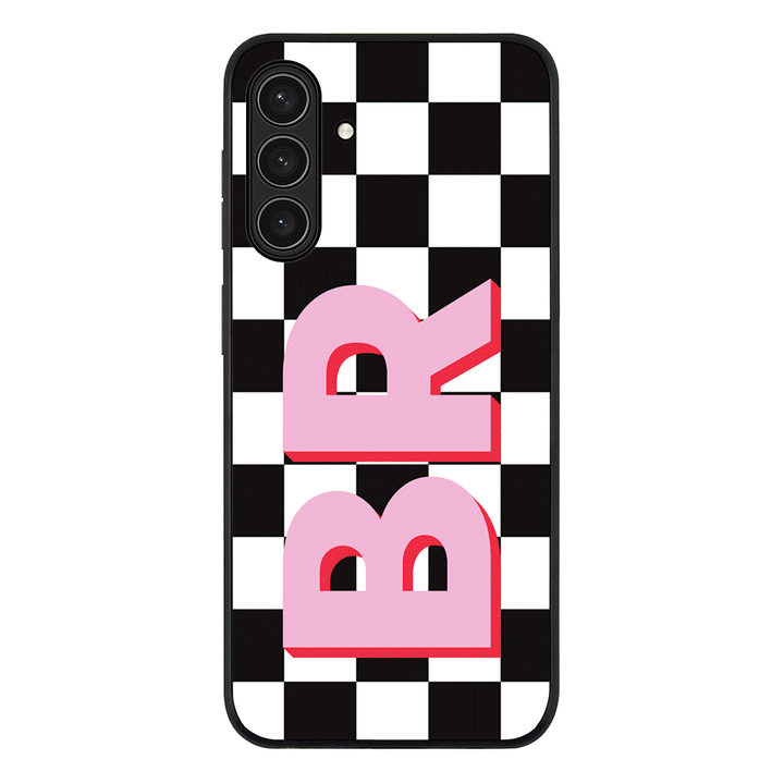 Custom Monogram Initial Checkerboard, Phone Case - Samsung A Series