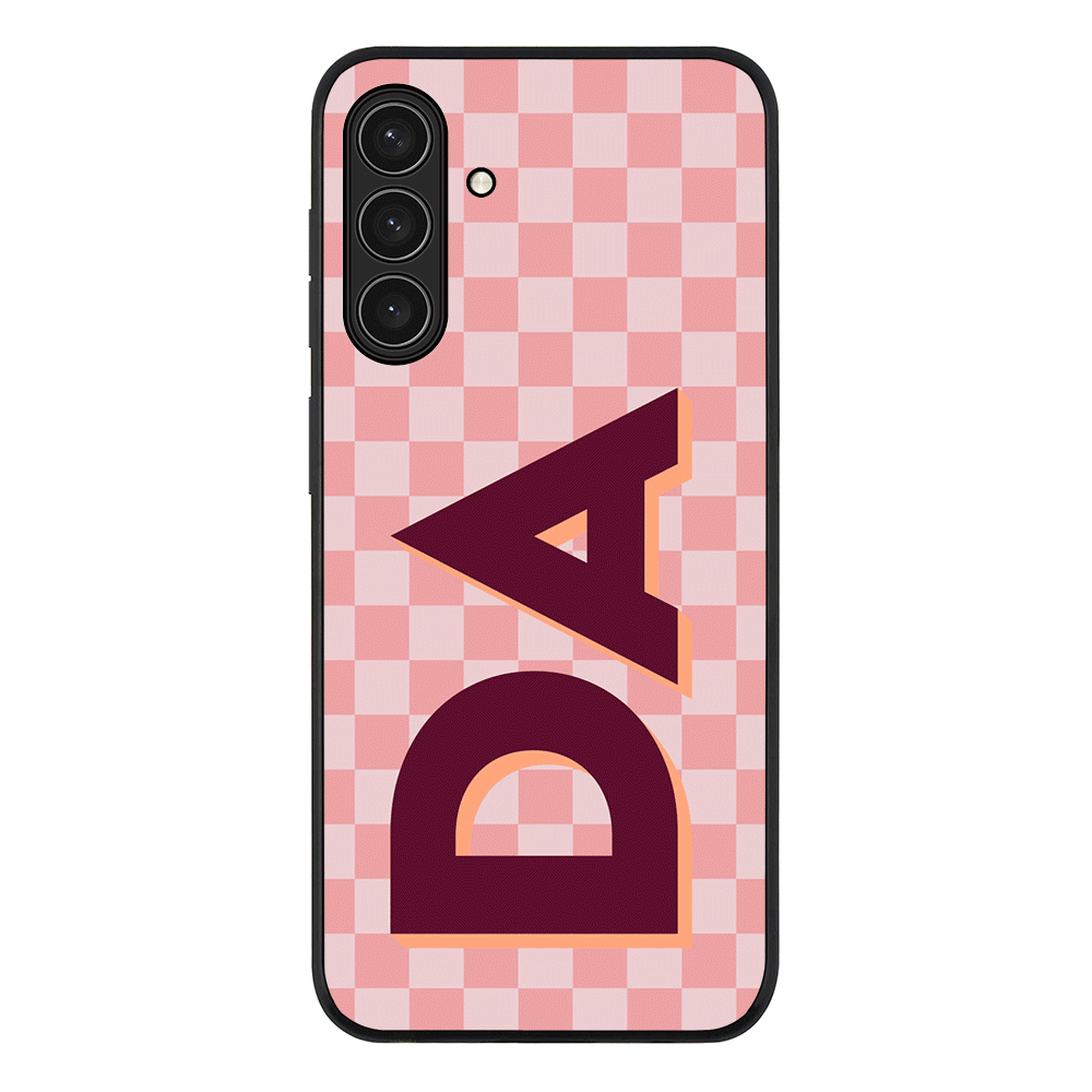 Custom Monogram Initial Small Checkerboard, Phone Case - Samsung A Series