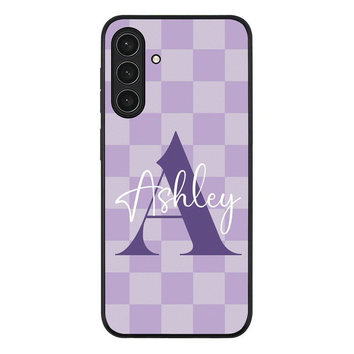 Personalized Name Initial Monogram Checkerboard, Phone Case - Samsung A Series