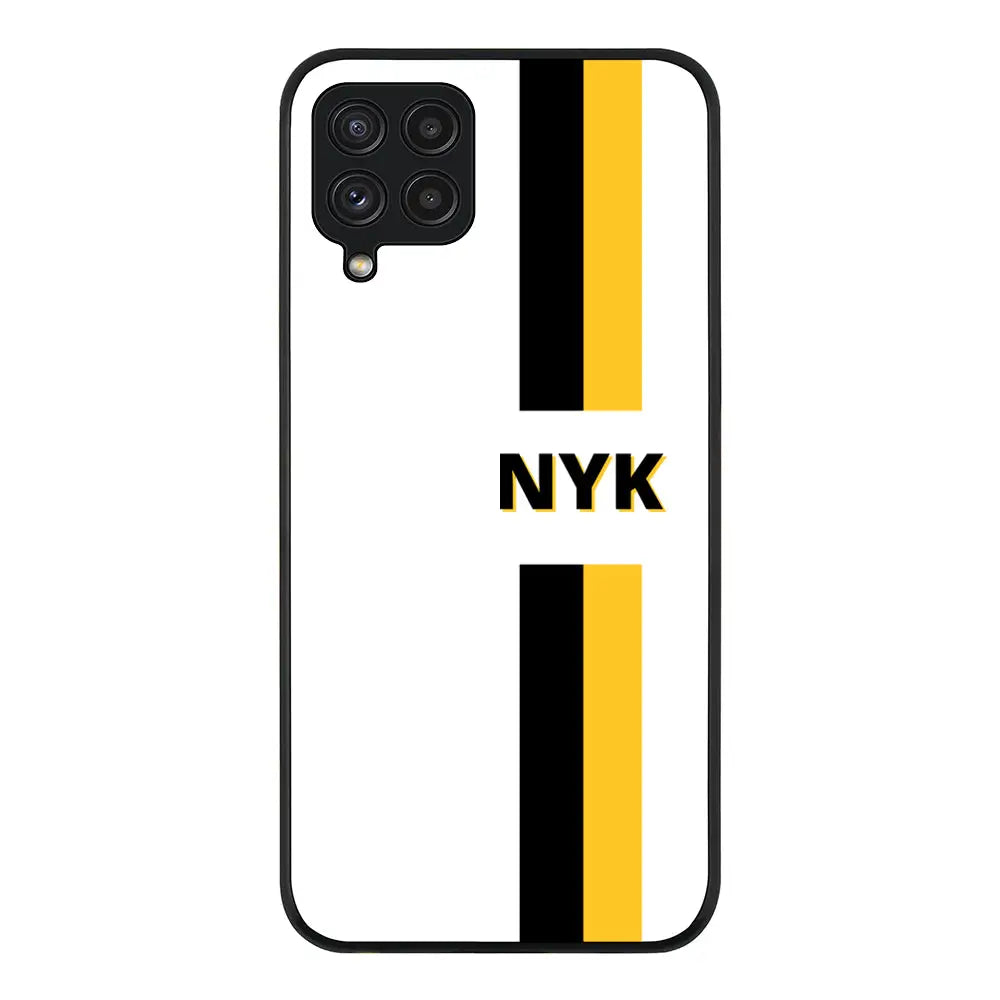 Samsung Galaxy A22 4G / Rugged Black Phone Case Custom Striped Monogram Phone Case - Samsung A Series - Stylizedd