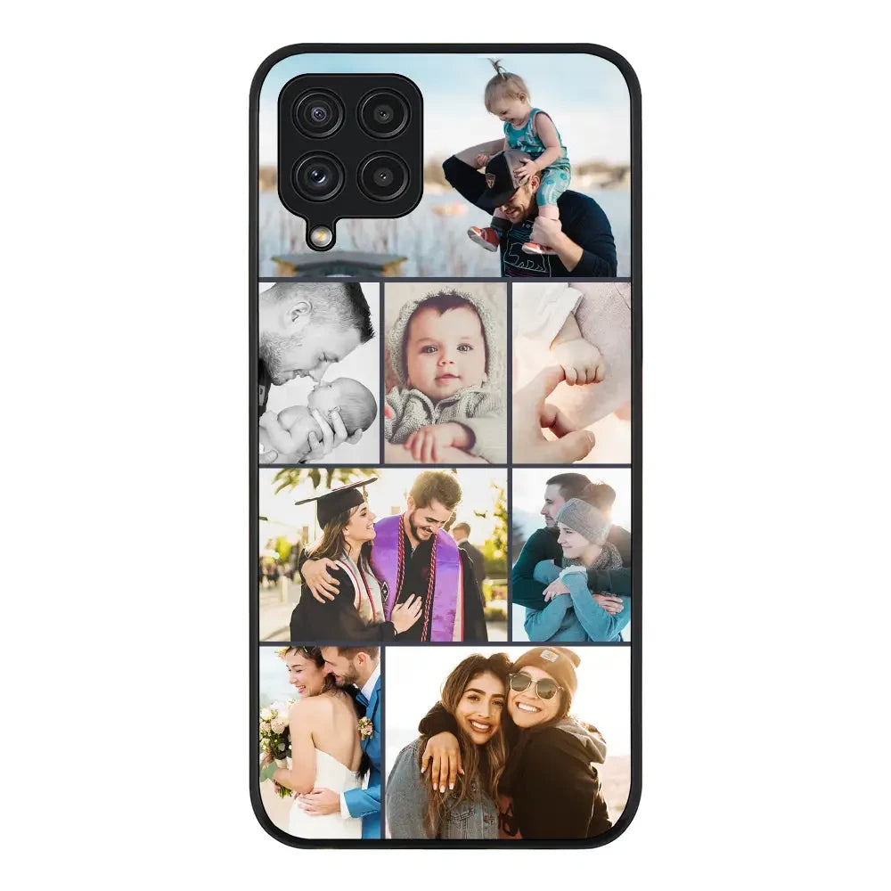 Samsung Galaxy A22 4G / Rugged Black Phone Case Personalised Photo Collage Grid Phone Case - Samsung A Series - Stylizedd