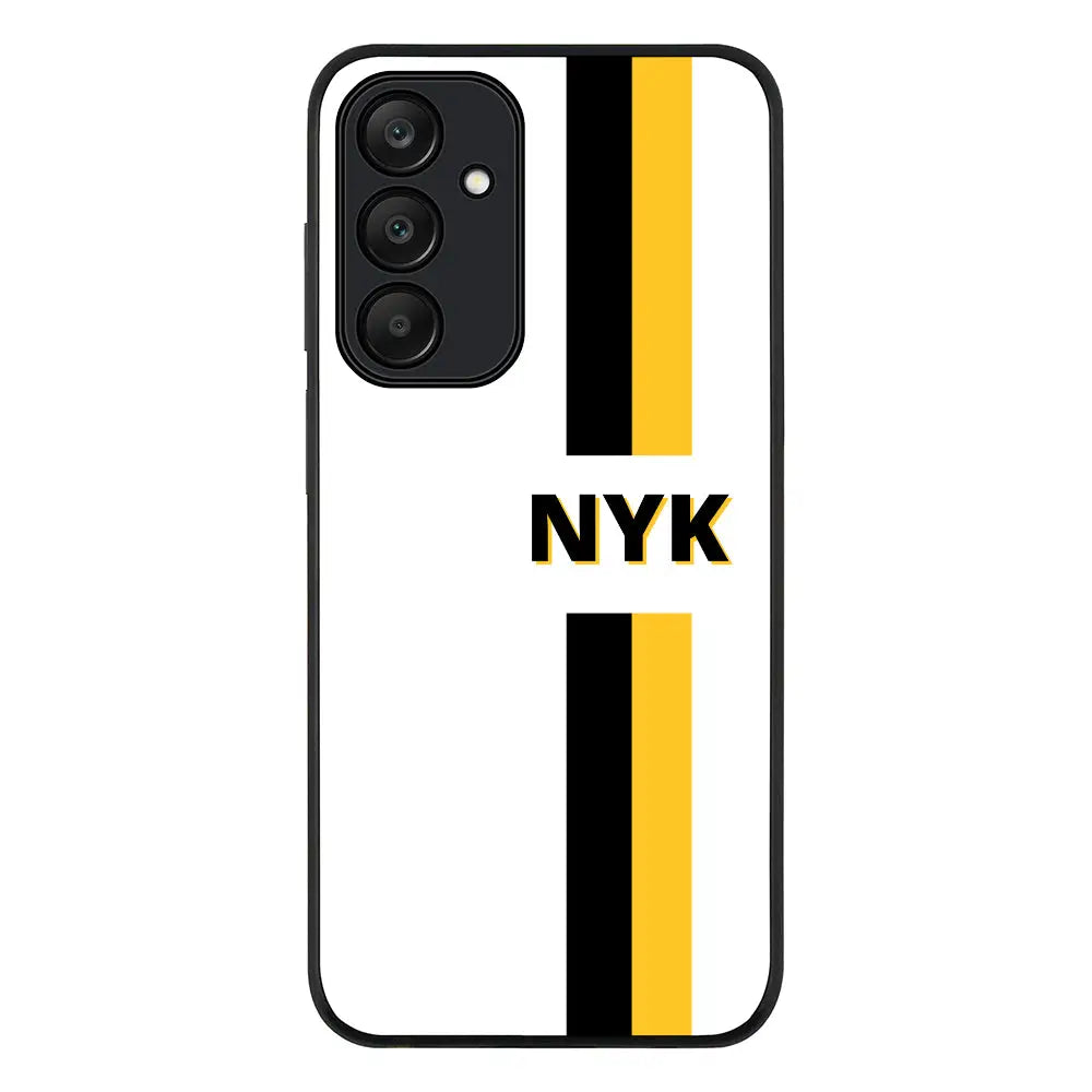 Samsung Galaxy A25 / Rugged Black Phone Case Custom Striped Monogram Phone Case - Samsung A Series - Stylizedd