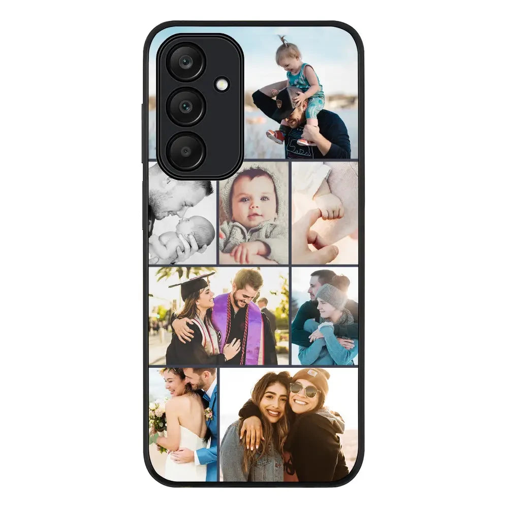 Samsung Galaxy A25 / Rugged Black Phone Case Personalised Photo Collage Grid Phone Case - Samsung A Series - Stylizedd