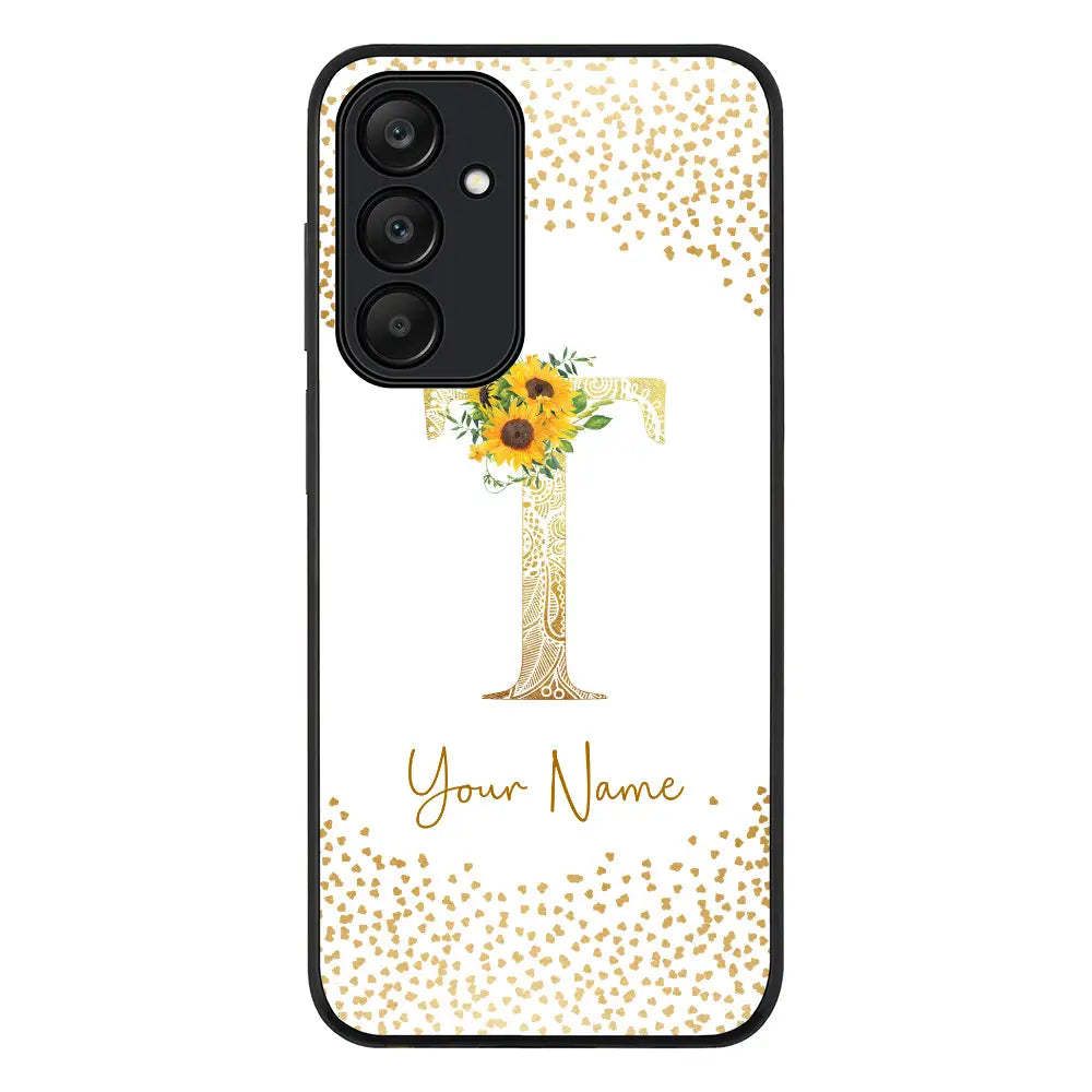 Samsung Galaxy A25 / Rugged Black Phone Case Floral Mandala Initial Phone Case - Samsung A Series - Stylizedd