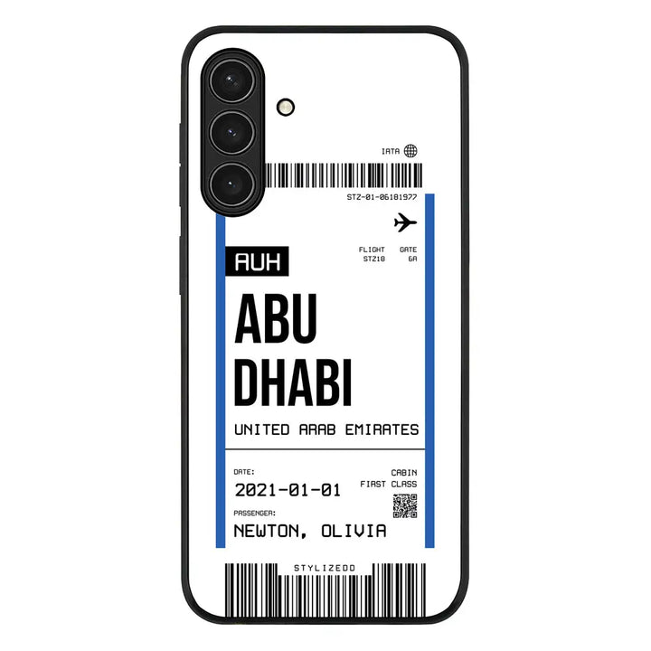 Custom Flight Boarding Pass Ticket Phone Case - Samsung A Series - Galaxy A26 / Rugged Black