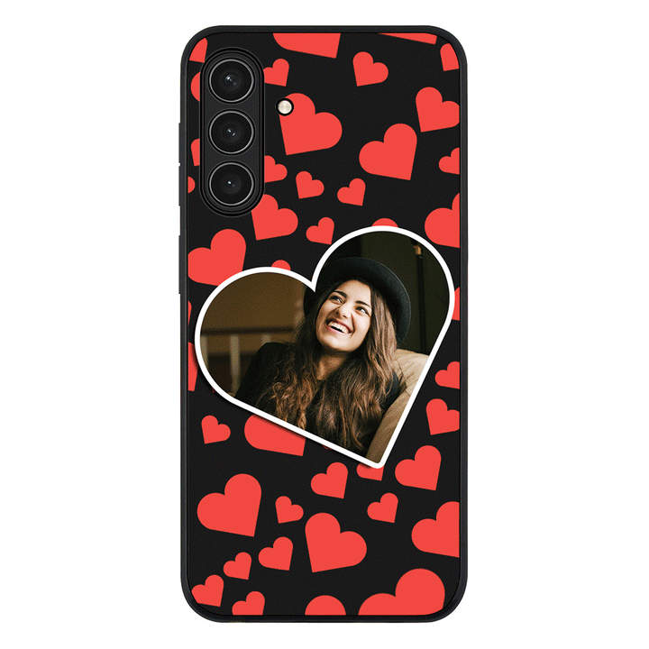 Custom Photo Heart shaped Phone Case - Samsung A Series - Galaxy A26 / Rugged Black - Stylizedd