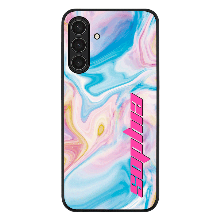 Personalized Text Purple Teal Oceanic Marble Texture Phone Case - Samsung A Series - Galaxy A26