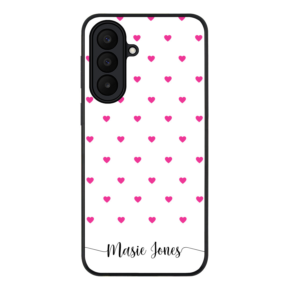 Heart Pattern Custom Text, My Name Phone Case - Samsung A Series