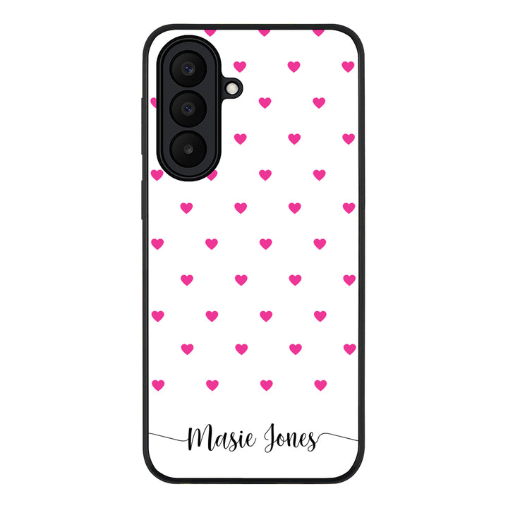 Heart Pattern Custom Text, My Name Phone Case - Samsung A Series