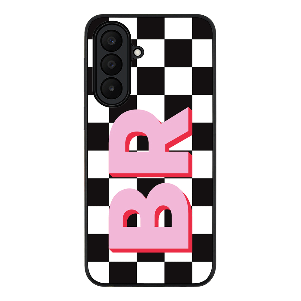 Custom Monogram Initial Checkerboard, Phone Case - Samsung A Series