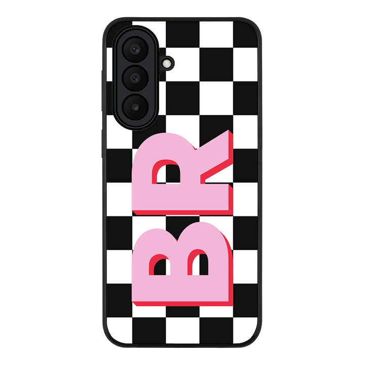 Custom Monogram Initial Checkerboard, Phone Case - Samsung A Series
