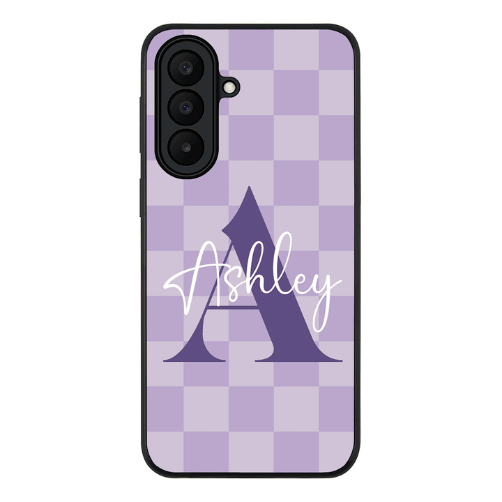 Personalized Name Initial Monogram Checkerboard, Phone Case - Samsung A Series