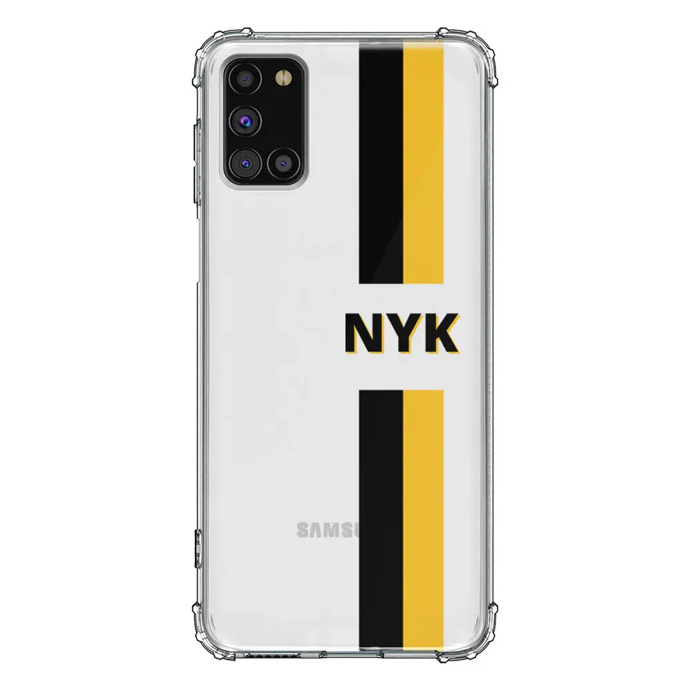 Samsung Galaxy A31 / Clear Classic Phone Case Custom Striped Monogram Phone Case - Samsung A Series - Stylizedd