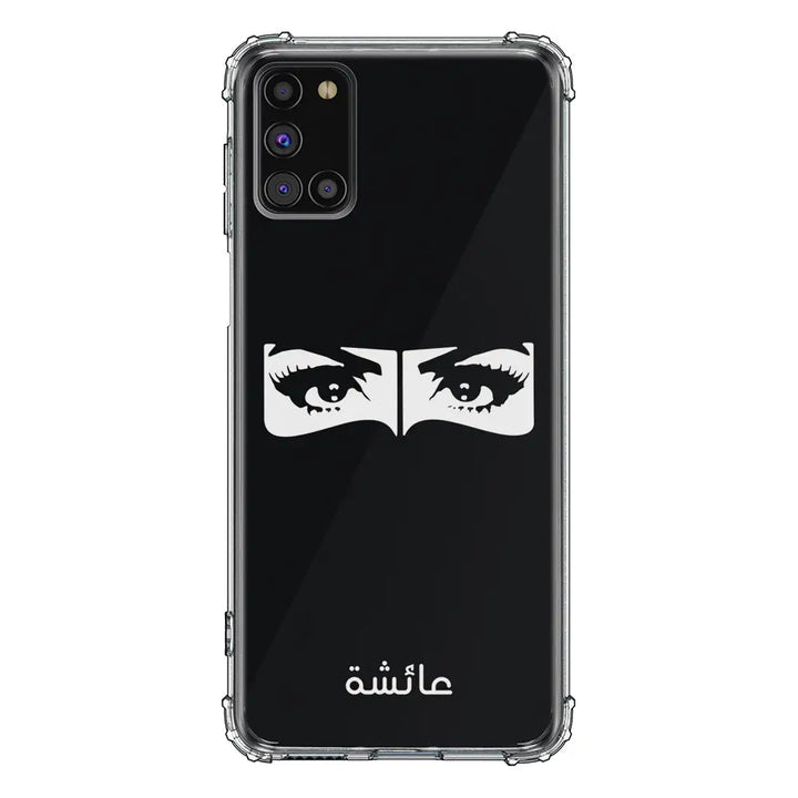 Samsung Galaxy A31 / Clear Classic Custom Name Niqabi Eye, Phone Case - Samsung A Series - Stylizedd.com