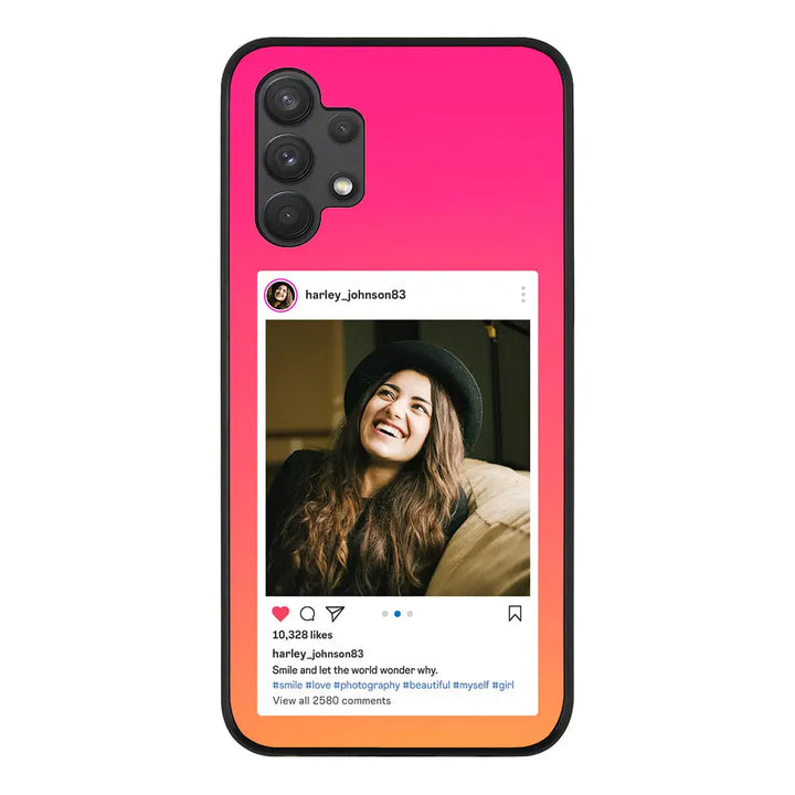 Samsung Galaxy A32 4G / Rugged Black Phone Case Custom Photo Instagram Post Template, Phone Case - Samsung A Series - Stylizedd