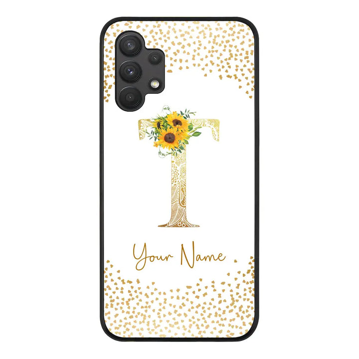 Samsung Galaxy A32 4G / Rugged Black Phone Case Floral Mandala Initial Phone Case - Samsung A Series - Stylizedd