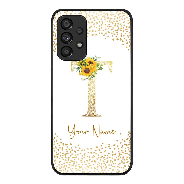 Samsung Galaxy A33 5G / Rugged Black Phone Case Floral Mandala Initial Phone Case - Samsung A Series - Stylizedd