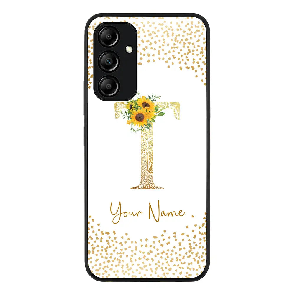 Samsung Galaxy A34 5G / Rugged Black Phone Case Floral Mandala Initial Phone Case - Samsung A Series - Stylizedd