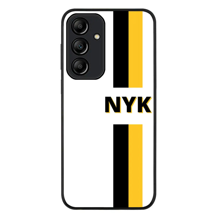 Custom Striped Monogram Phone Case - Samsung A Series - Galaxy A35 / Rugged Black - Stylizedd