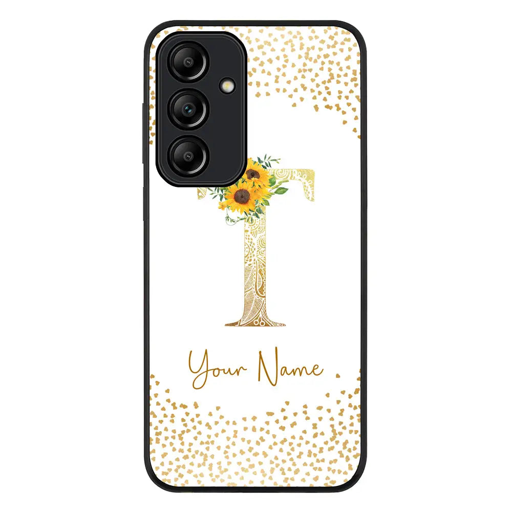 Floral Mandala Initial Phone Case - Samsung A Series - Galaxy A35 / Rugged Black - Stylizedd