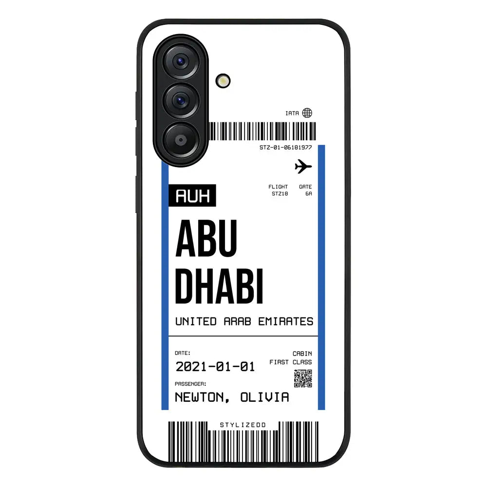 Custom Flight Boarding Pass Ticket Phone Case - Samsung A Series - Galaxy A36 / Rugged Black