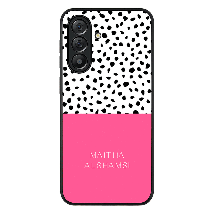 Personalized Text Colorful Spotted Dotted Phone Case - Samsung A Series - Galaxy A36 / Rugged Black