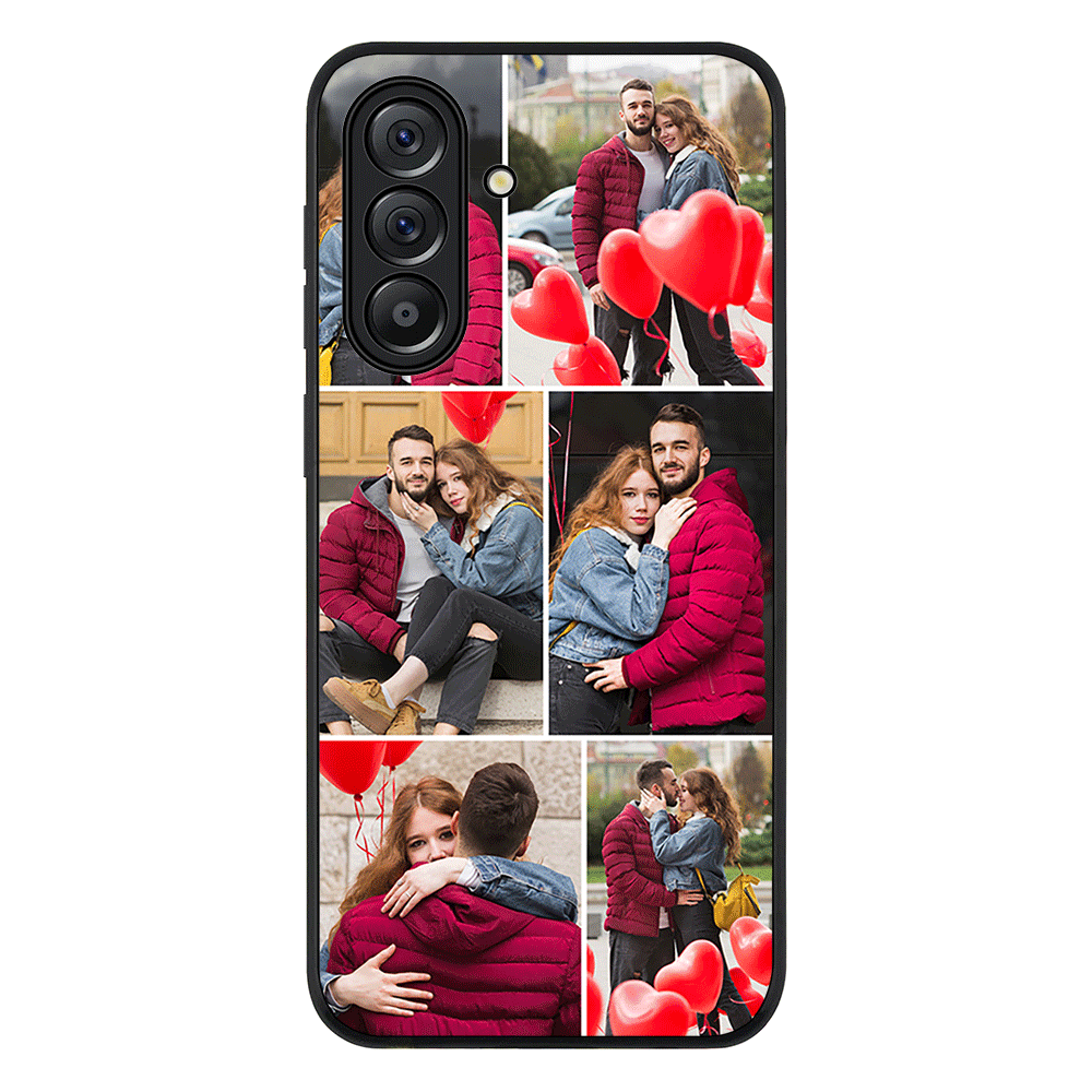 Personalised Valentine Photo Collage Grid Phone Case - Samsung A Series - Galaxy A36 / Rugged Black