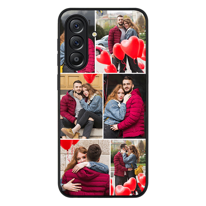 Personalised Valentine Photo Collage Grid Phone Case - Samsung A Series - Galaxy A36 / Rugged Black