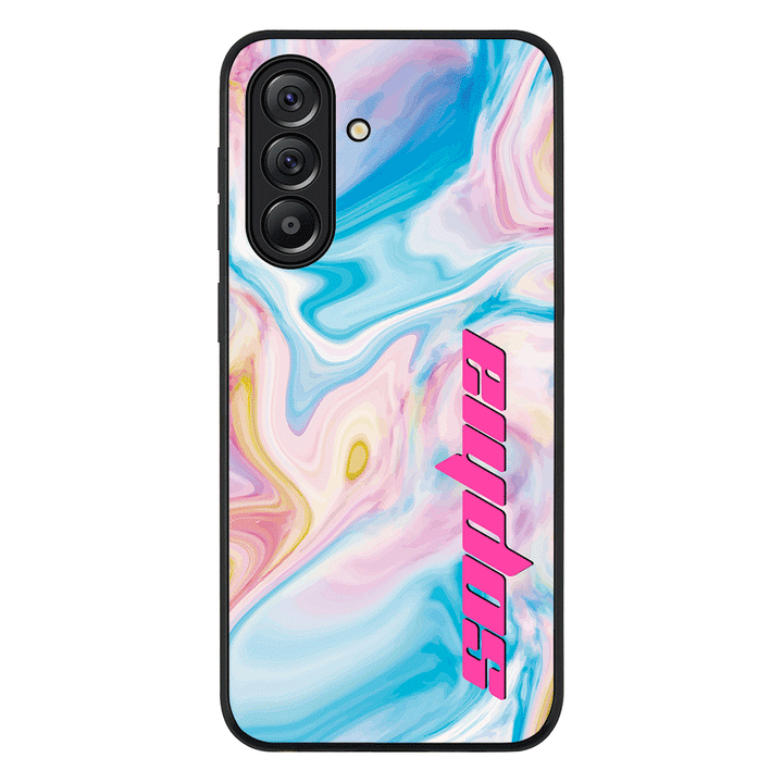Personalized Text Purple Teal Oceanic Marble Texture Phone Case - Samsung A Series - Galaxy A36