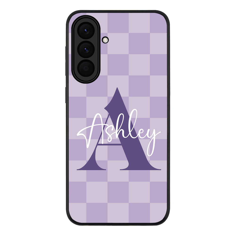 Personalized Name Initial Monogram Checkerboard, Phone Case - Samsung A Series
