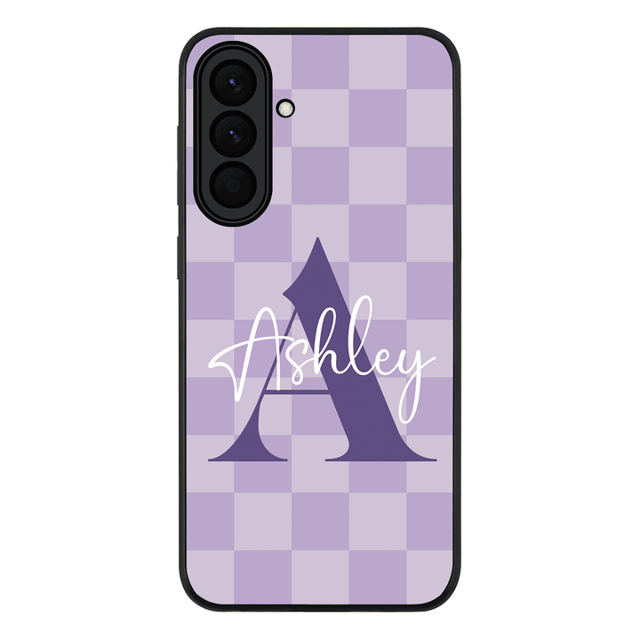 Personalized Name Initial Monogram Checkerboard, Phone Case - Samsung A Series