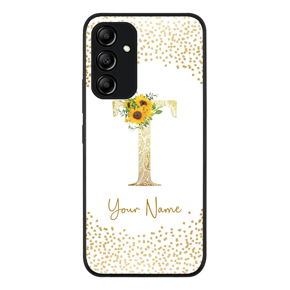 Samsung Galaxy A54 5G / Rugged Black Phone Case Floral Mandala Initial Phone Case - Samsung A Series - Stylizedd